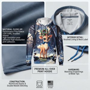 Sweat-shirt de Noël à sublimation motif cerf mignon pour homme, coupe régulière, style décontracté, tricoté, pour garçons - Product Image 5