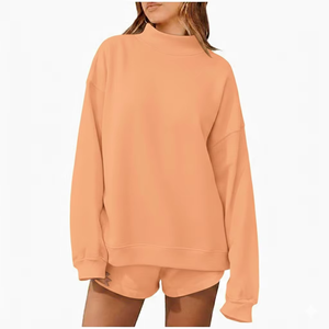 Sudadera Oversize de Diseñador para Mujer con Cuello Mockneck, Parche Frontal Personalizado con Logo, Algodón, Estilo Urbano, Larga y Gruesa para Otoño Invierno - Product Image 3