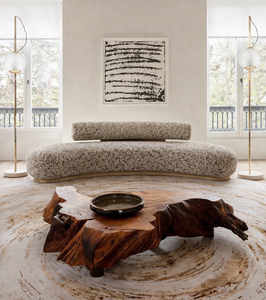 Athena Curved Boucle <b>Sofa</b> with <b>Gold</b> Metal Base - Modern Luxury Lounge - Sculptural Curved <b>Sofa</b> - Upholstered Designer Couch - Product Image 6