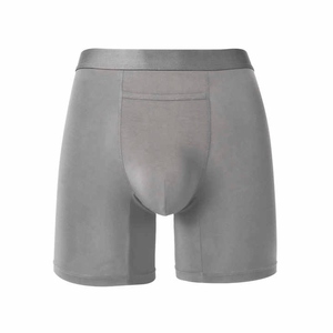 Shorts de compression en coton gris uni pour homme, taille mi-haute, élastiques, respirants, décontractés, tricotés - Product Image 1