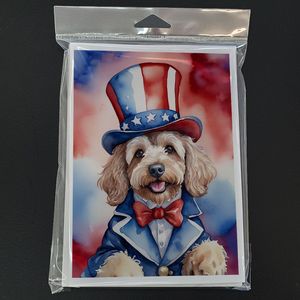 Cockapoo patriotique américain lunatique A7 cartes de note vierges paquet de 8 avec des enveloppes 5x7 cartes de voeux de taille - Product Image 3