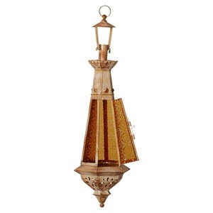 Farol de latón estilo marroquí con intrincados recortes para decoración del hogar - Product Image 2