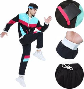 80s <b>Tracksuit</b> for Men Women <b>Retro</b> Windbreaker Set 80s 90s Outfit for Men 80s Track Suit for Couple 90s Shell Suit - Product Image 2