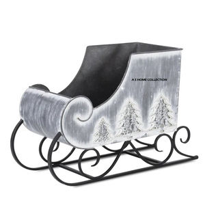 Sleigh du Père Noël en métal massif de qualité élégante, couleur rouge, design raffiné, nouvelle tendance, boîte tendance, ornement de Noël fait main - Product Image 6