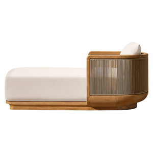 Chaise longue de luxe en teck pour l'extérieur, design en corde tressée, chaise longue moderne pour piscine, hôtel, jardin, mobilier haut de gamme - Product Image 2