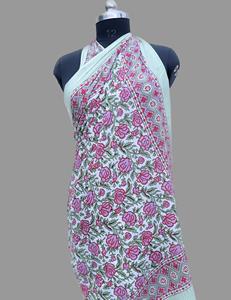 Paréo de plage imprimé à la main, motif floral unique, 100 % coton doux, écologique, respirant, grande taille, vente en gros, 1 pièce - Product Image 1