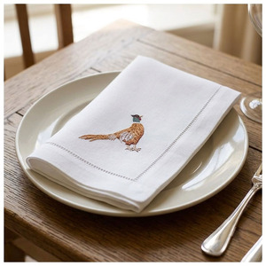 Servilletas de Cena de Algodón con Bordado Cuadrado Clásico Personalizado de Faisán, Reutilizables, Duraderas, Lavables a Máquina, con Dobladillo, para el Hogar - Product Image 2