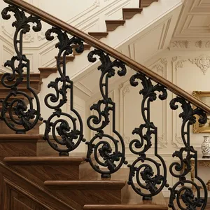 Panel de barandilla de escalera de hierro forjado ornamentado, trabejado decorativo, balaustres metálicos decorativos para renovación de escaleras interiores - Product Image 3