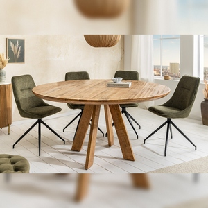 Vandana Rustic Surface dining <b>table</b> ART WOOD 120cm <b>brown</b> solid mango wood - Product Image 4