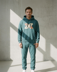Custom Front Logo Heavyweight Polyester/Cotton Sweatpants Hoodie Tracksuit French Terry Regular <b>Fit</b> Jogger Sets Men's Sweat Suit - Product Image 5
