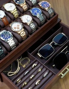 <b>Watch</b> Box for Men 12 Slot Wooden <b>Watch</b> <b>Case</b> With Drawer <b>Watch</b> Display Box 2-Layer <b>Watch</b> Holder for Jewelry <b>Watch</b> Storage for Men - Product Image 5