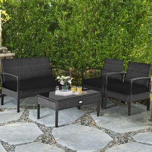 Set di Mobili da Giardino in Rattan a 4 Pezzi con Divanetto e Tavolo Imbottiti per il Massimo Comfort - Product Image 3