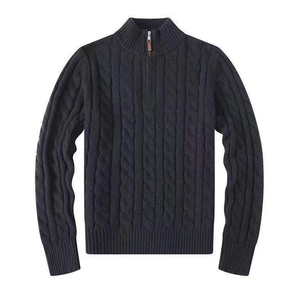Cardigan en laine torsadée pour homme, manches longues, couleur unie, col rabattu, pull d'hiver, anti-boulochage, matière épaisse - Product Image 2