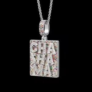 Iced Out Colorful Moissanite Stone Letter <b>Pendant</b> 925 <b>Silver</b> Hip Hop Bling Necklace Personalized <b>Initial</b> Letter <b>Pendant</b> For Men - Product Image 5