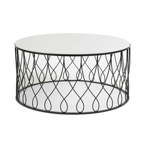 Luxury Handmade Marble Accent Coffee <b>Table</b> with Decorative <b>Iron</b> Stand - Product Image 5