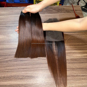 Extensions de cheveux humains vietnamiens bruts, lisses et raides, très tendance, avec perruque en cheveux humains à dentelle frontale - Product Image 4
