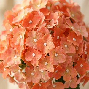 Flores de Hortensia Artificiales Color Naranja, Ramo Hecho a Mano, Cabeza Floral Moderna y Ecológica para Decoración de Bodas y Hogar - Product Image 1