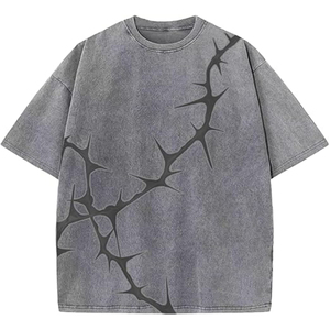 T-shirt Homme 220 GSM en Coton Lourd, Délavé à l'acide, Coupe Oversize, Motif Cracked Earth, Streetwear, Épaules Tombantes, Vente en Gros OEM - Product Image 1
