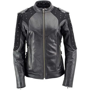 Chaqueta de Motociclista Clásica de Cuero y Textil para Mujer SAMROZ SPORTS - Uso Durante Todo el Año - Product Image 3