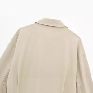 Chaqueta de Motocicleta para Mujer, Cuero Sintético, Corte Ajustado, Manga Larga, Beige con Detalles Verdes, para Otoño - Product Image 4