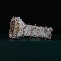 Reloj Cuadrado de Lujo de Cuarzo con Baño de Oro Rosa, Acero Inoxidable, Diseño de Espinas, Esfera de Cristal Pavé, Números Romanos, Ecológico, 10 Bar