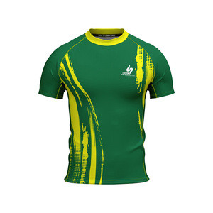 Maillots de sport personnalisés antibactériens respirants à compression, séchage rapide, col rond, manches courtes, 100% polyester - Product Image 4