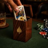 Boîte à cartes rectangulaire en bois de rose indien de qualité supérieure |   Étui de rangement pour cartes à jouer en bois fait main pour les jeux de poker/casino, cadeau