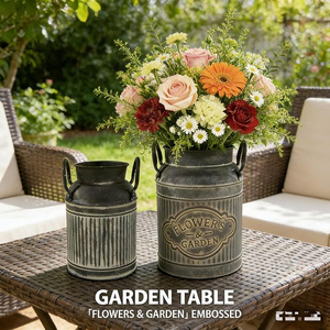Small and <b>large</b> vintage milk jars, galvanized milk jars, metal flower pots, suitable for home decoration, farmhouse <b>Planters</b> - Product Image 3