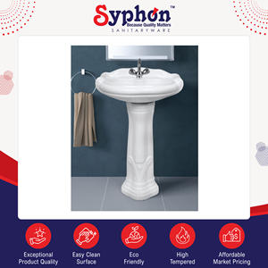 Exhibiting Highest Standard Premium Quality White Ceramic Hand Wash <b>Basin</b> with Pedestal Available in Bulk Quantity at Low Cost - Product Image 2