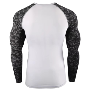 Chemises de compression à manches longues pour hommes, légères, avec surpiqûres contrastées, séchage rapide, impression par sublimation, protection UPF 50+ - Product Image 3