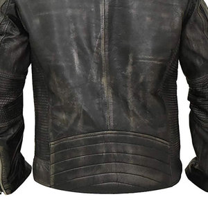 Chaqueta de Motociclista Estilo Bomber para Hombre, de Cuero Genuino, Cuello Alto, Cierre de Cremallera, Transpirable, para Invierno - Product Image 5