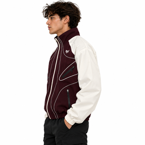 Custom Y2K Style <b>Men</b> Contrast Panel <b>Reflective</b> Pining <b>Jacket</b> Loose Fit Embroidery Water Resistant Windbreaker Streetwear <b>Jackets</b> - Product Image 2