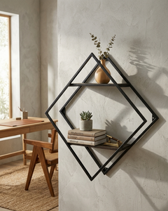 Estante de Pared de la Mejor Calidad, Estante de Pared de Hierro y Madera, Acabado Negro, Material de Metal Negro/Madera de Mango, Precio al por Mayor - Product Image 1