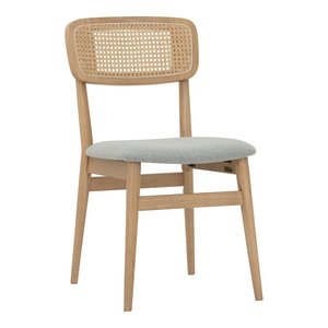 High Quality Modern Rattan <b>Dining</b> <b>Chair</b> with Upholstery Fabric and Wooden Leg for <b>Dining</b> Room and Apartment Use - Product Image 1