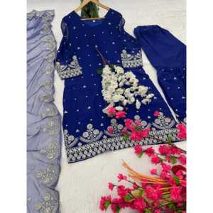 Beau haut-bas et ensemble Dupatta fantaisie pour femmes pour les fêtes - Product Image 6