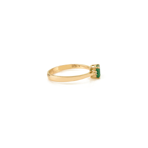 Delicate Wholesale Trendy Zambian Emerald & <b>Diamond</b> Minimal Gemstone Ring Latest 14K Yellow Gold Best Selling Jewelry Supplier - Product Image 5