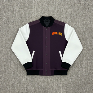 OEM Custom Printed Logo Winter Without Hood Waterproof 100% Wool Varsity Jacket Men's Casual Baseball Zipper Closure - Product Image 4