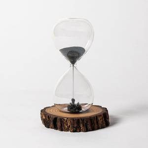 <b>Art</b> Deco Brass Rotating <b>Sand</b> Timer Handmade on Wood Base Black <b>Sand</b> Design for Anniversary - Product Image 1