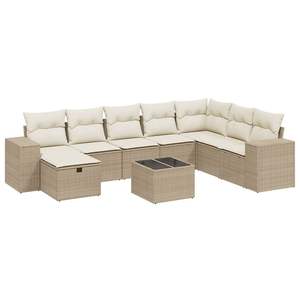 Grand ensemble de canapés de jardin beige en polyrotin avec structure en acier, 6 places, mobilier d'extérieur au design contemporain - Product Image 4