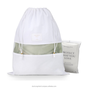 Vente d'usine sacs à cordon réutilisables recyclés coton tissu fermeture éclair emballage Anti-poussière pour chaussures sacs à main stockage voyage quotidien - Product Image 3