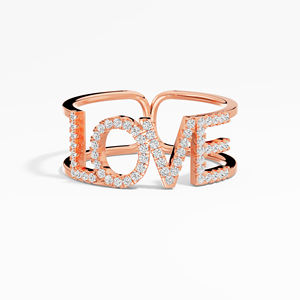 Bague Love Letter VABS DIAMOND Moissanite Cluster pour Femme 0.23ctw Sertie à Griffes Plaqué Rhodium Or 10K/14K/18K Design Classique - Product Image 6