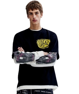 เสื้อยืดคอกลมแขนสามส่วนสำหรับผู้ชายเสื้อยืดฤดูร้อนย้อมพิมพ์ลายขนาดโอเวอร์ไซส์ผ้าฝ้ายแบบพอดีตัวสำหรับ100% - Product Image 1