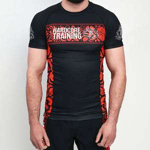 Rashguard personnalisé à sublimation UPF50 respirant à manches courtes pour hommes et femmes, séchage rapide, compression, vêtements de sport MMA BJJ, vente en gros OEM - Product Image 1