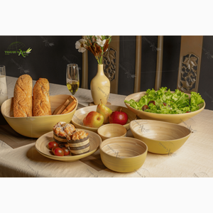 Bol de service léger en bambou écologique avec logo personnalisé pour les ustensiles de cuisine fournis par le Vietnam - Product Image 6