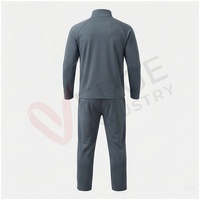 Ensemble de survêtement gris pour homme, manches longues, col montant, fermeture éclair sur le devant, couleur unie, respirant, coupe décontractée, vêtements d'automne