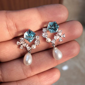 Boucles d'oreilles pendantes en perles d'eau douce, bijoux pour femmes, fournisseur en gros - Product Image 4