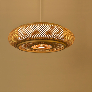Luminaire suspendu en rotin pour cuisine, abat-jour en bambou, éclairage tissé à la main, décoration en bois, luminaire suspendu moderne pour plafond - Product Image 1