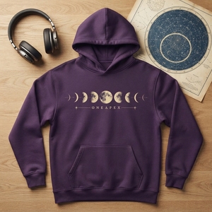 เสื้อฮู้ดสีม่วงแบบกำหนดเองสำหรับผู้ชาย ลายกราฟิกดวงจันทร์ เสื้อฮู้ดแฟชั่นสตรีทแวร์สไตล์ Celestial รับผลิตแบบ OEM ODM เสื้อผ้าขายส่ง - Product Image 5