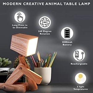 Lampe de Chevet LED Portable Rechargeable en Bois en Forme de Chien, Design Animal Mignon, Idéale pour Chambre d'Enfant et Salle d'Étude - Offre Spéciale - Product Image 2