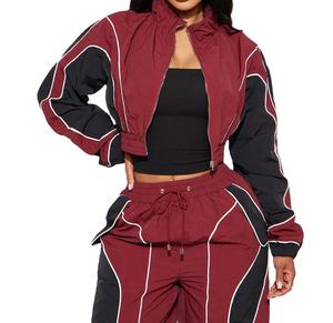 เสื้อแจ็กเก็ตและกางเกงกันลมผ้าไนลอนน้ำหนักเบาสำหรับผู้หญิงพิมพ์ลายแนวสตรีทเสื้อกันลมชุดวอร์มฤดูหนาว - Product Image 5